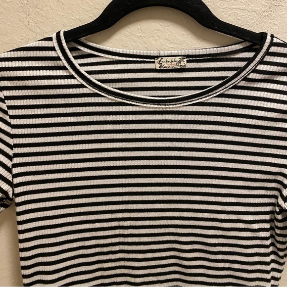 Free People Intimately Black & White Striped T-Shirt Size Small - Picture 2 of 6